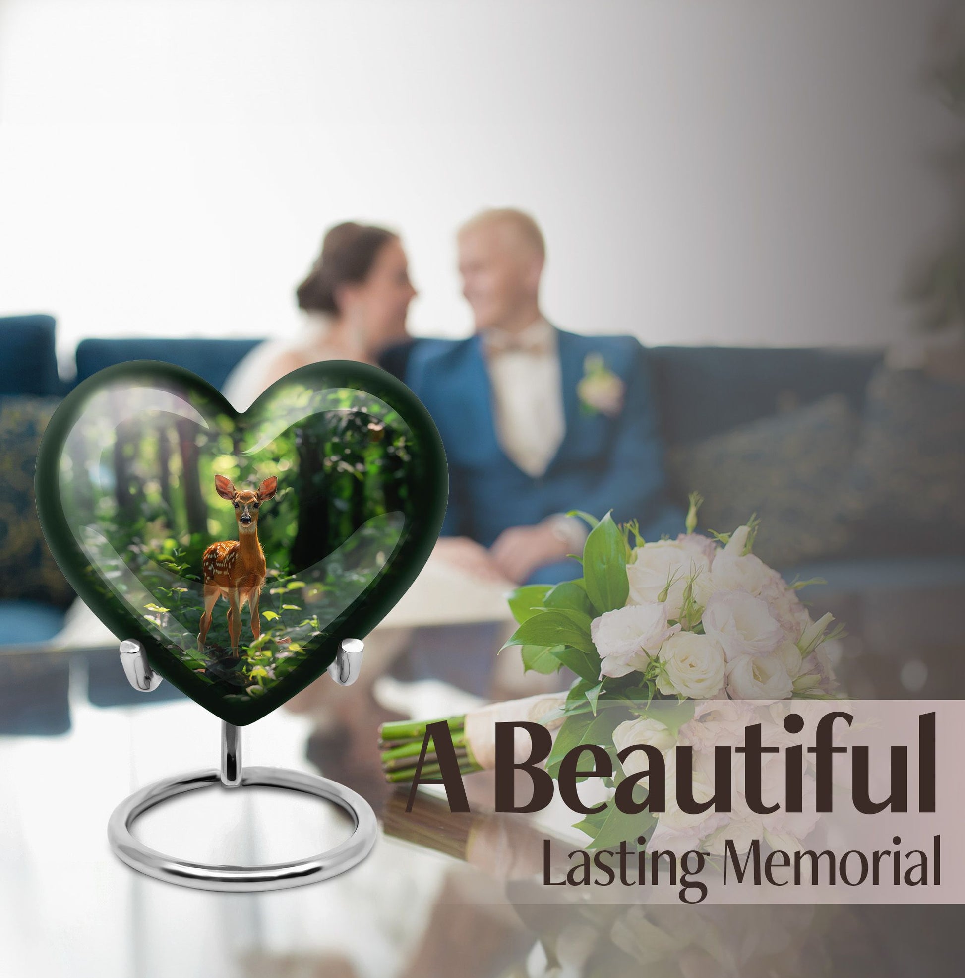 heart-shaped deer urn