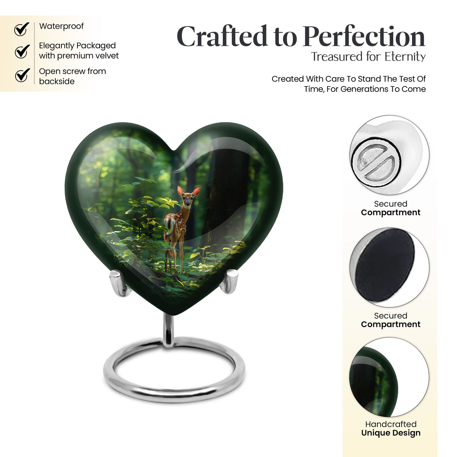 heart-shaped deer urn