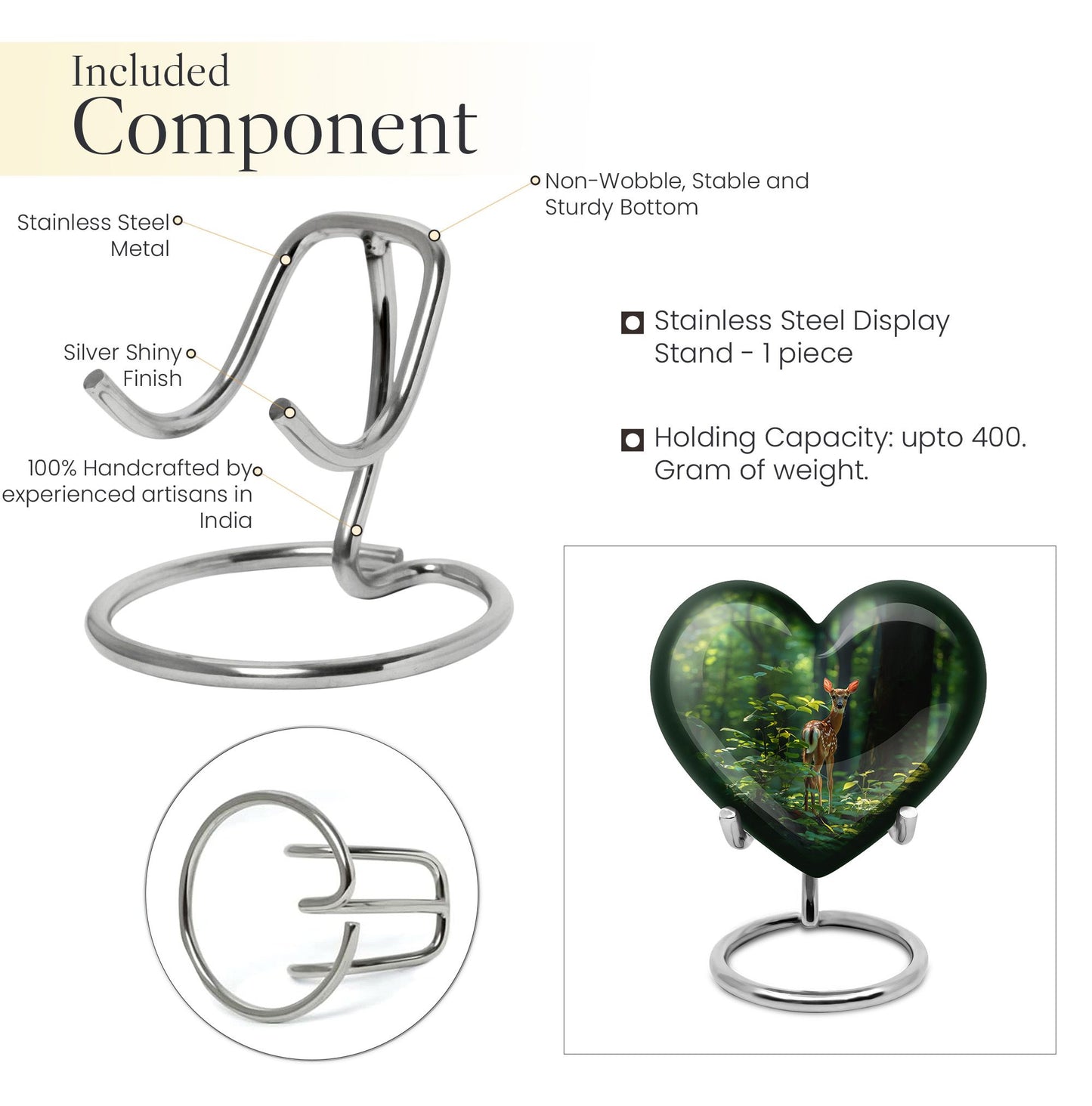 heart-shaped deer urn