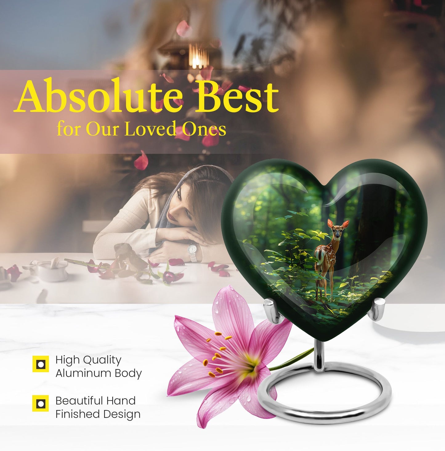 heart-shaped deer urn