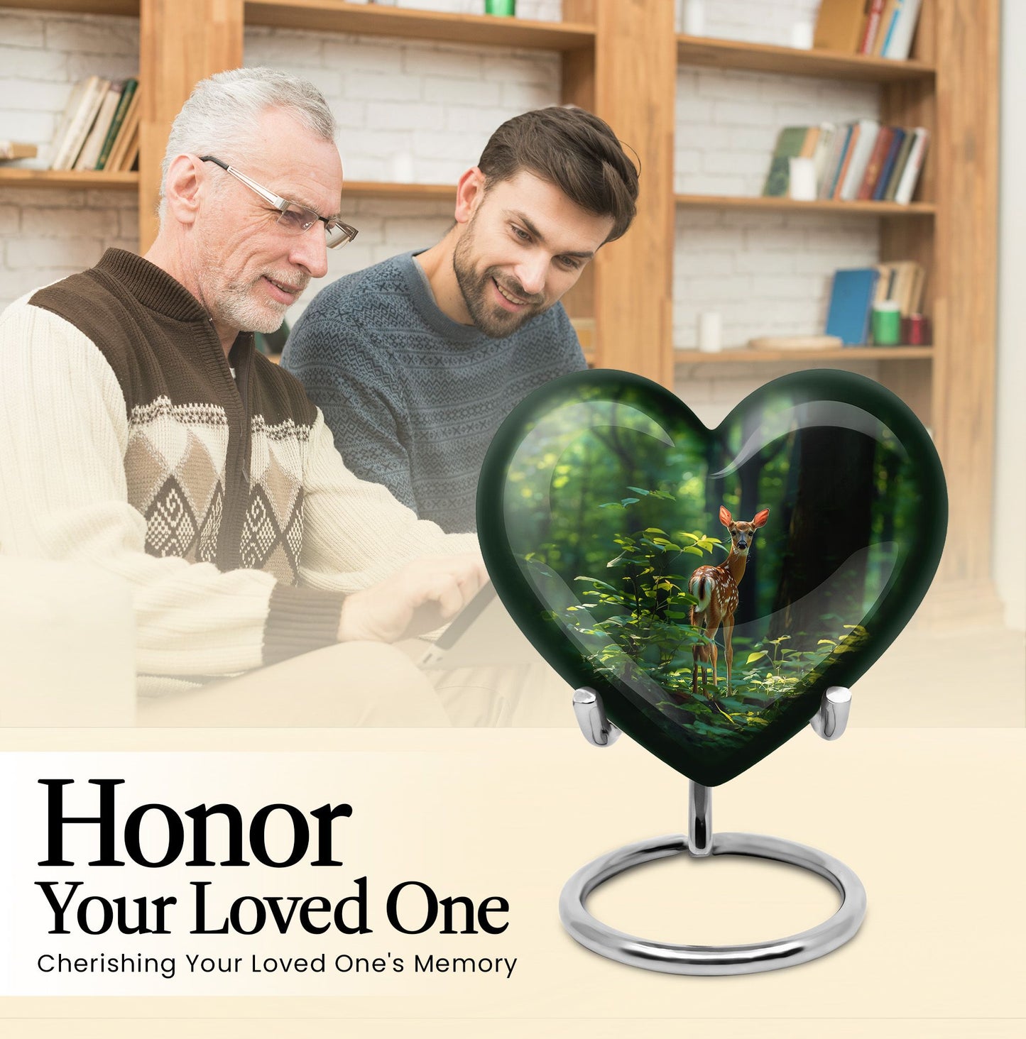 heart-shaped deer urn