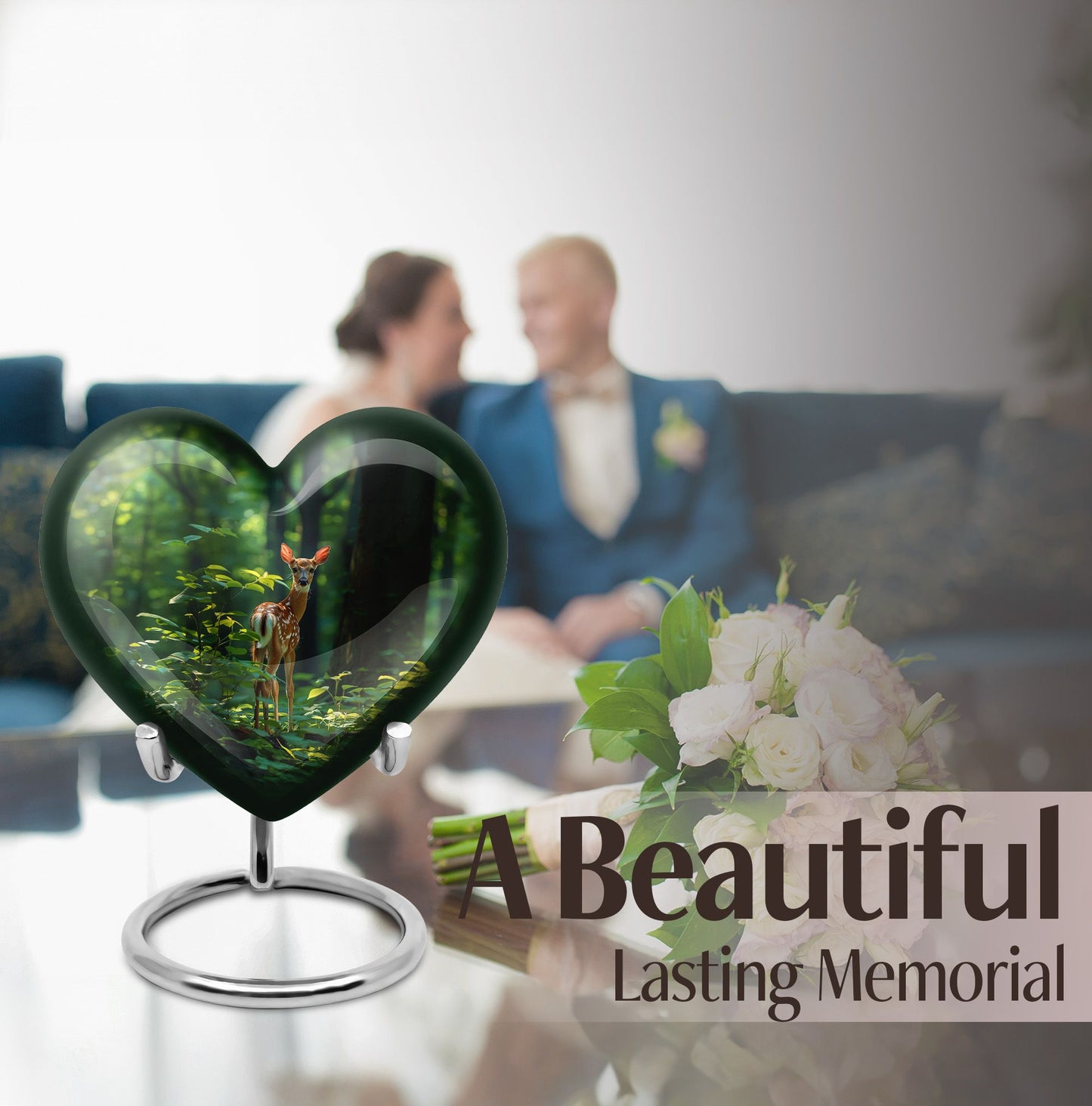heart-shaped deer urn