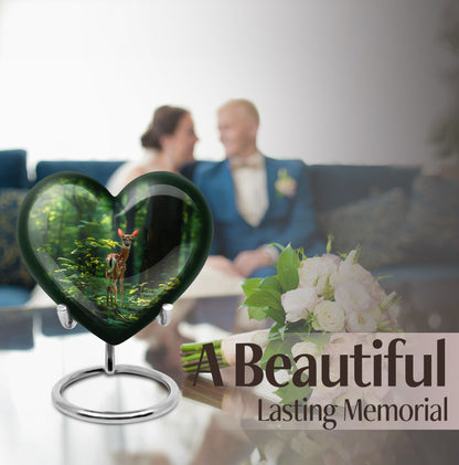 heart-shaped deer urn