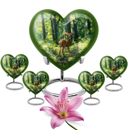 Deer Theme Large Urn With 4 Keepsake Urn