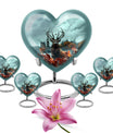 Deer Theme Large Urn With 4 Keepsake Urn