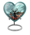 large funeral urn with deer theme