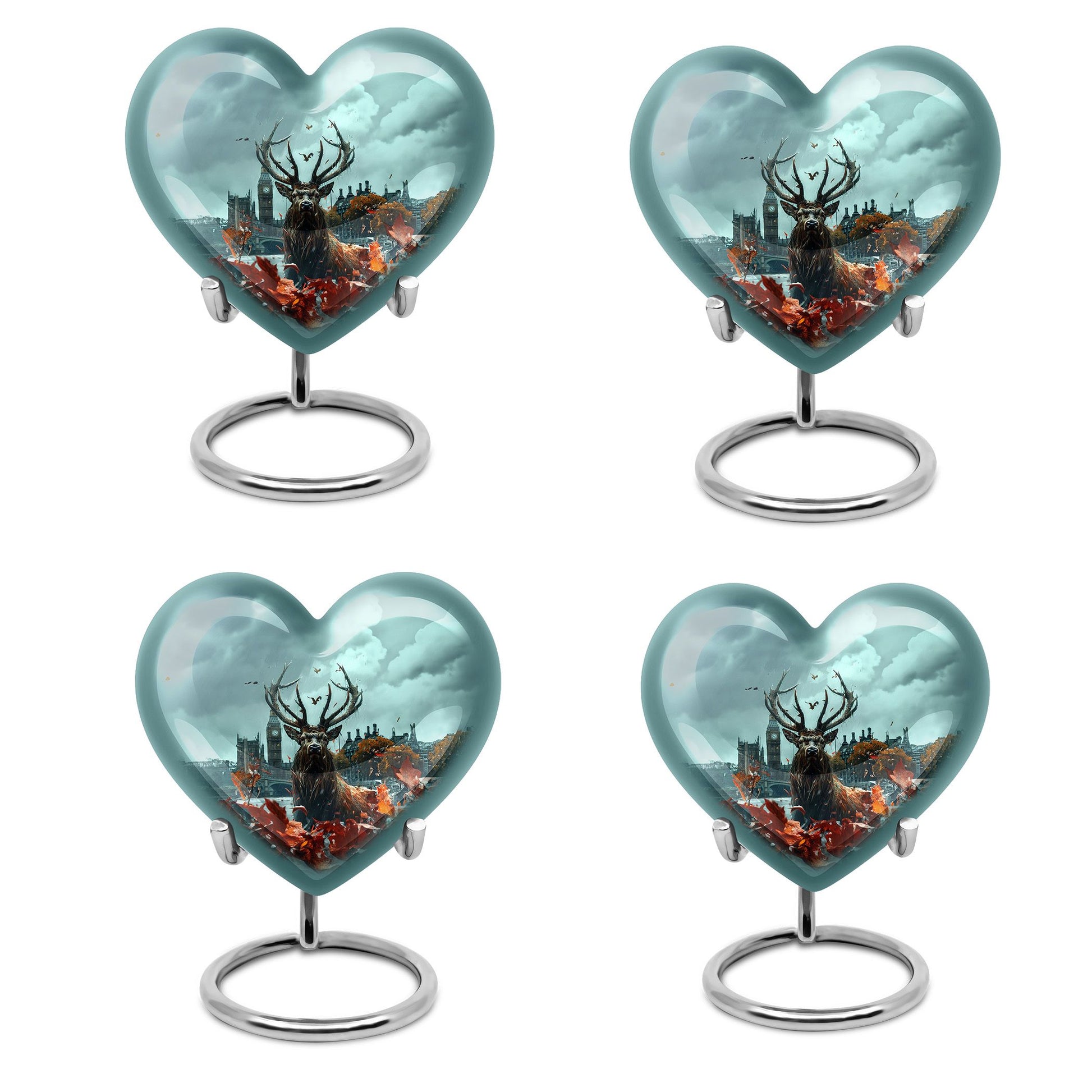 large funeral urn with deer theme