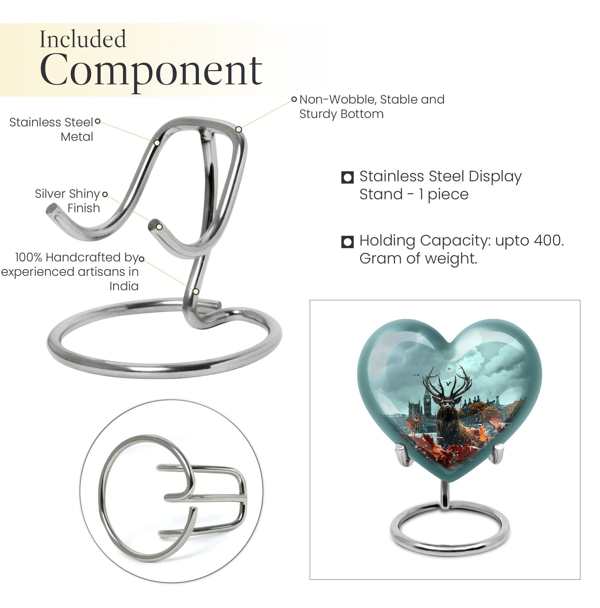 large funeral urn with deer theme