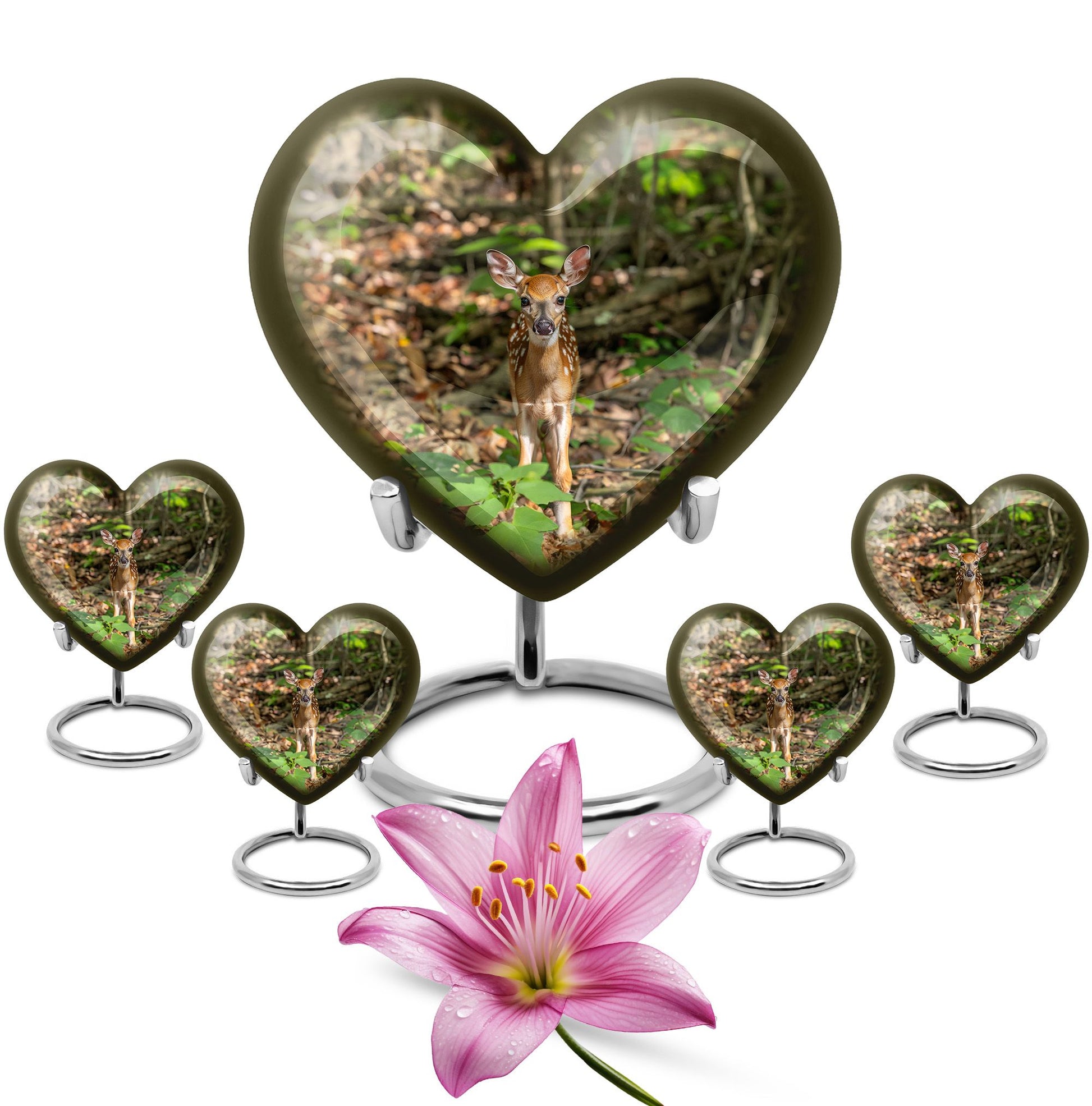 Deer Theme Large Urn With 4 Keepsake Urn