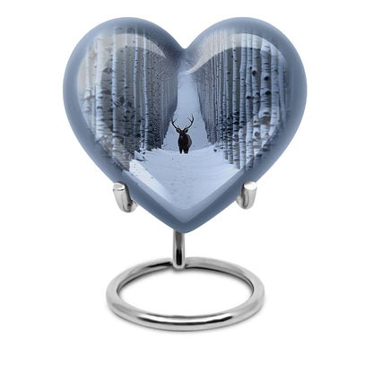 10-inch heart-shaped deer urn with gramophone 