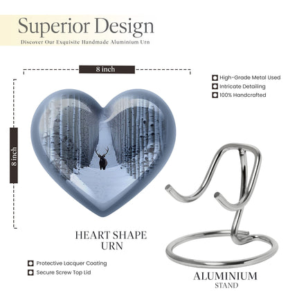 10-inch heart-shaped deer urn with gramophone 
