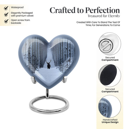 10-inch heart-shaped deer urn with gramophone 