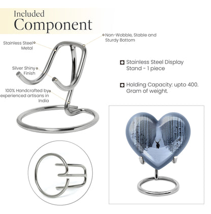 10-inch heart-shaped deer urn with gramophone 