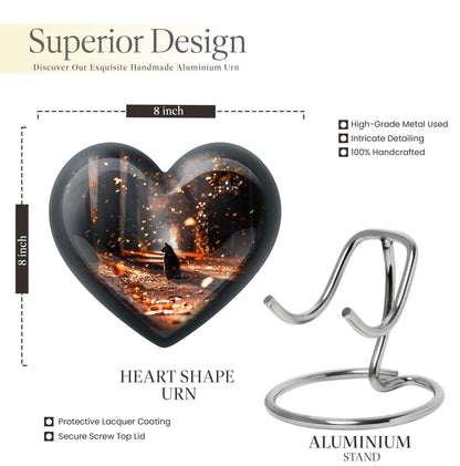 10-inch deer heart-shaped large urn, crafted 