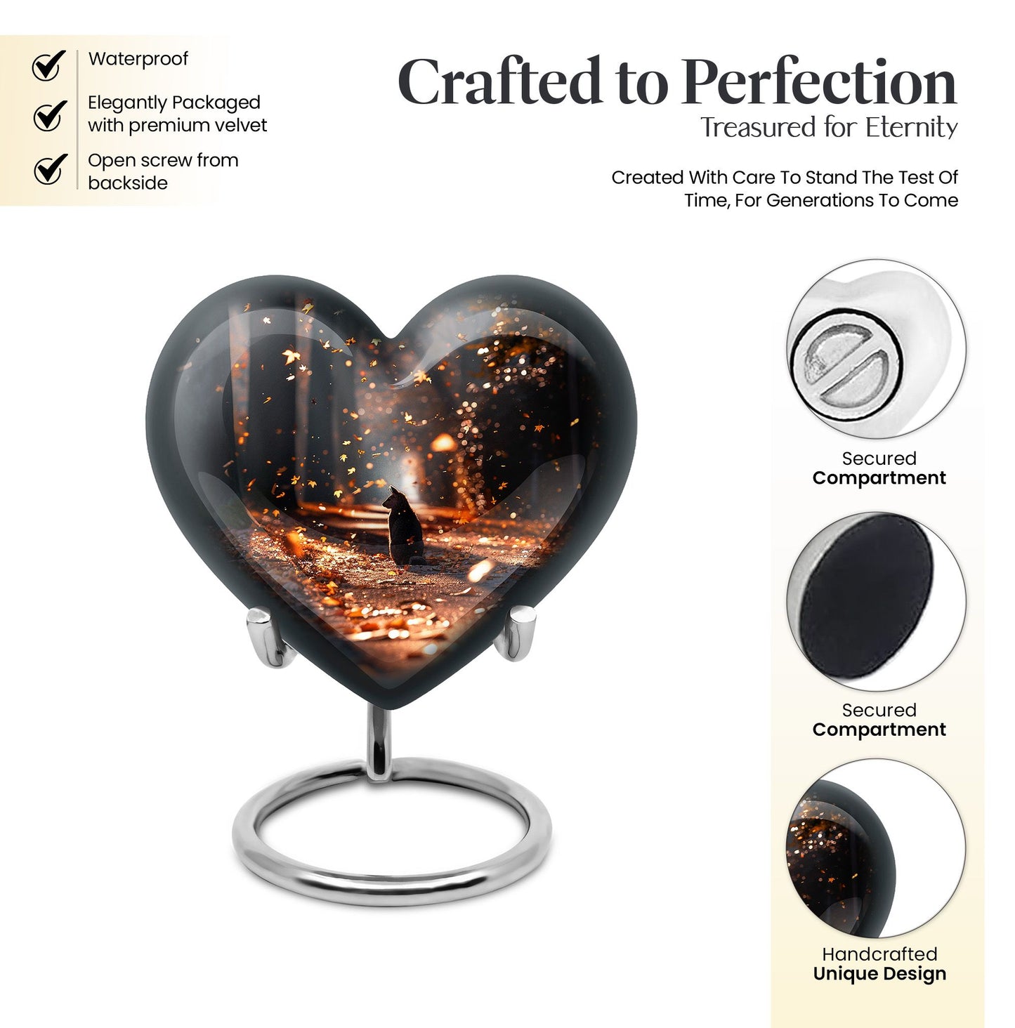10-inch deer heart-shaped large urn, crafted 