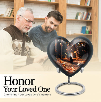 10-inch deer heart-shaped large urn, crafted 