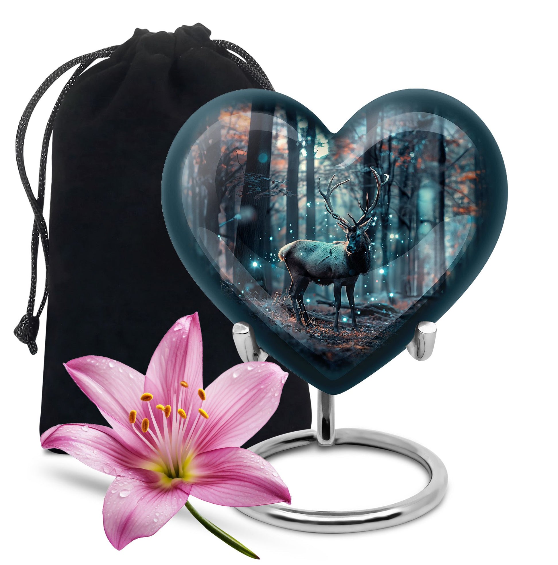 10-inch heart-shaped deer urn for human ashes