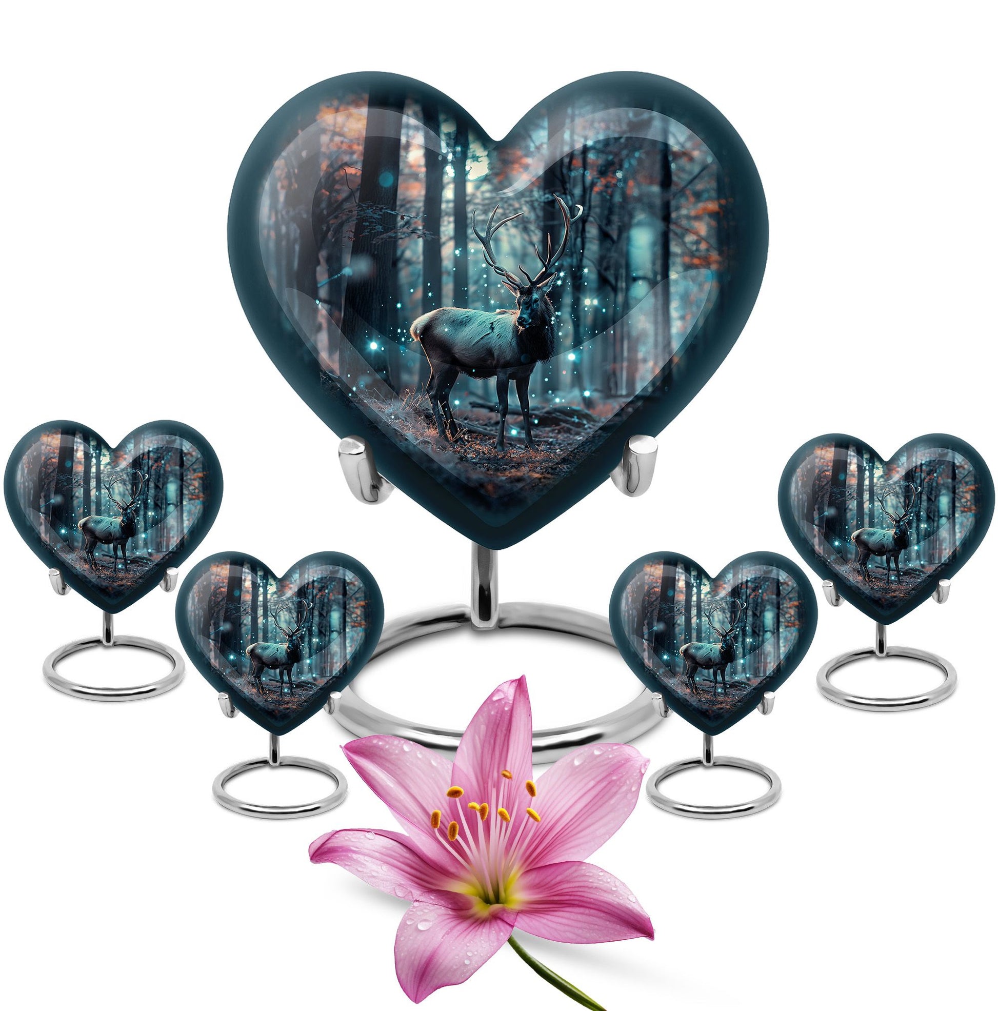10-inch heart-shaped deer urn for human ashes