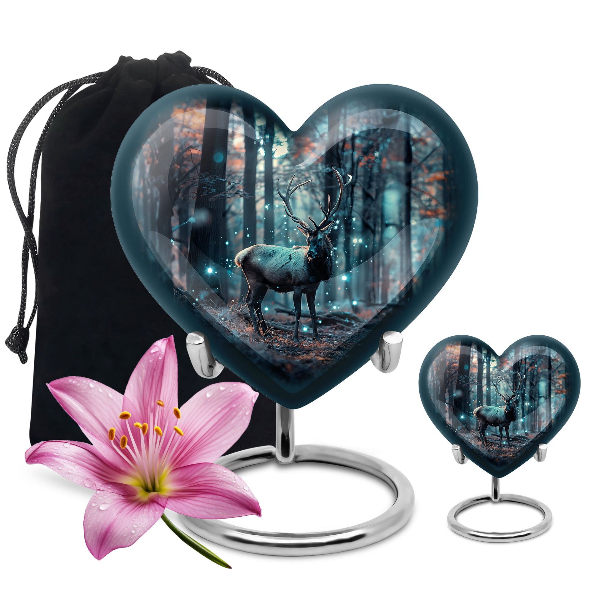 10-inch heart-shaped deer urn for human ashes