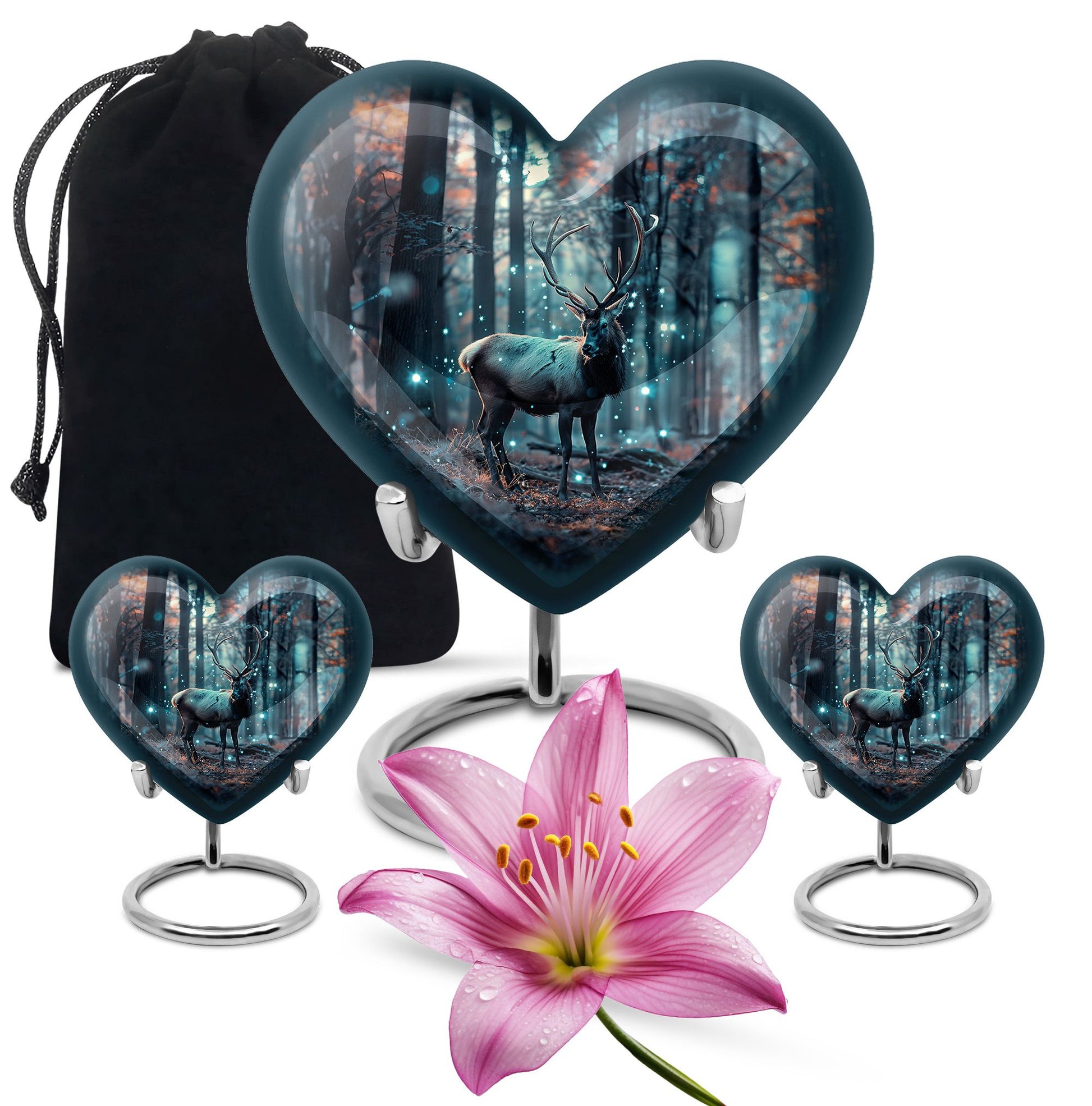 10-inch heart-shaped deer urn for human ashes