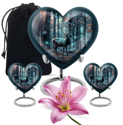 10-inch heart-shaped deer urn for human ashes