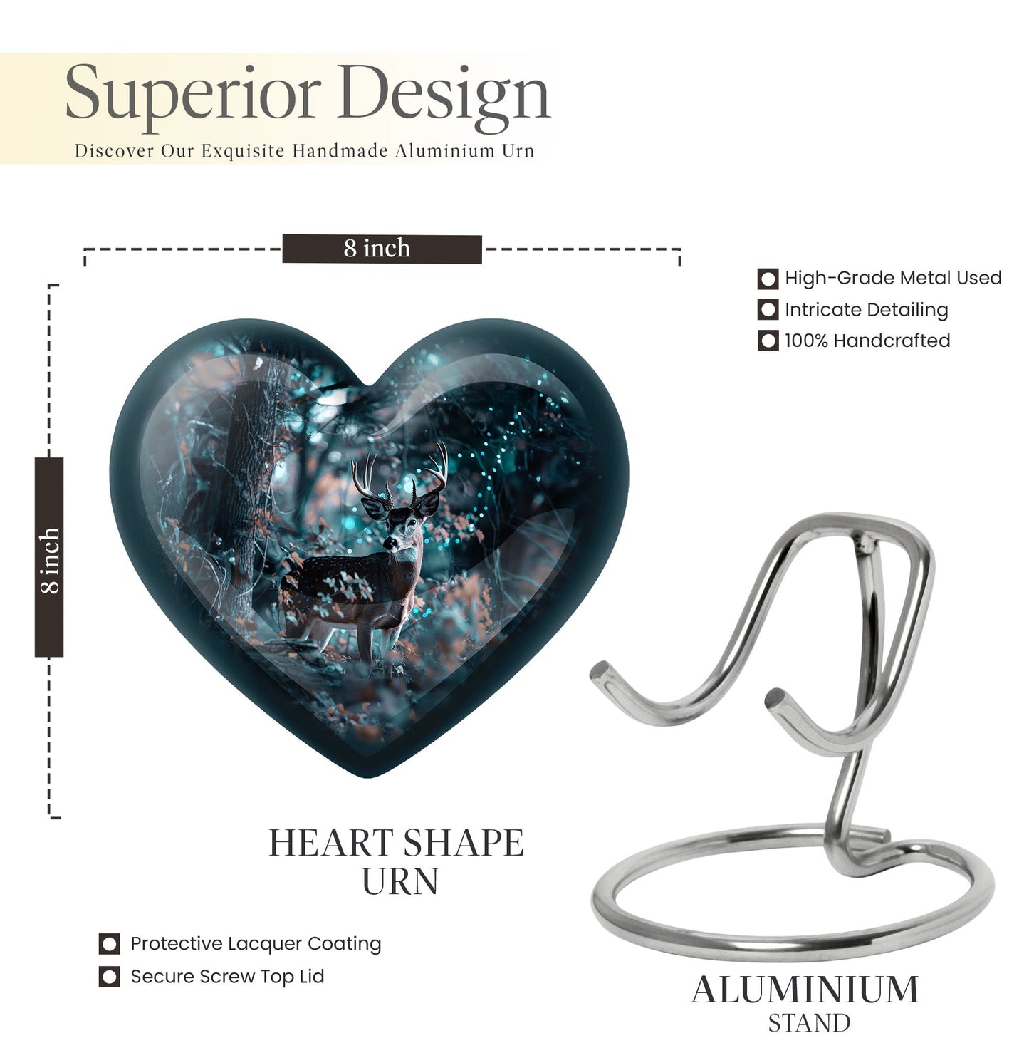 heart-shaped deer urn