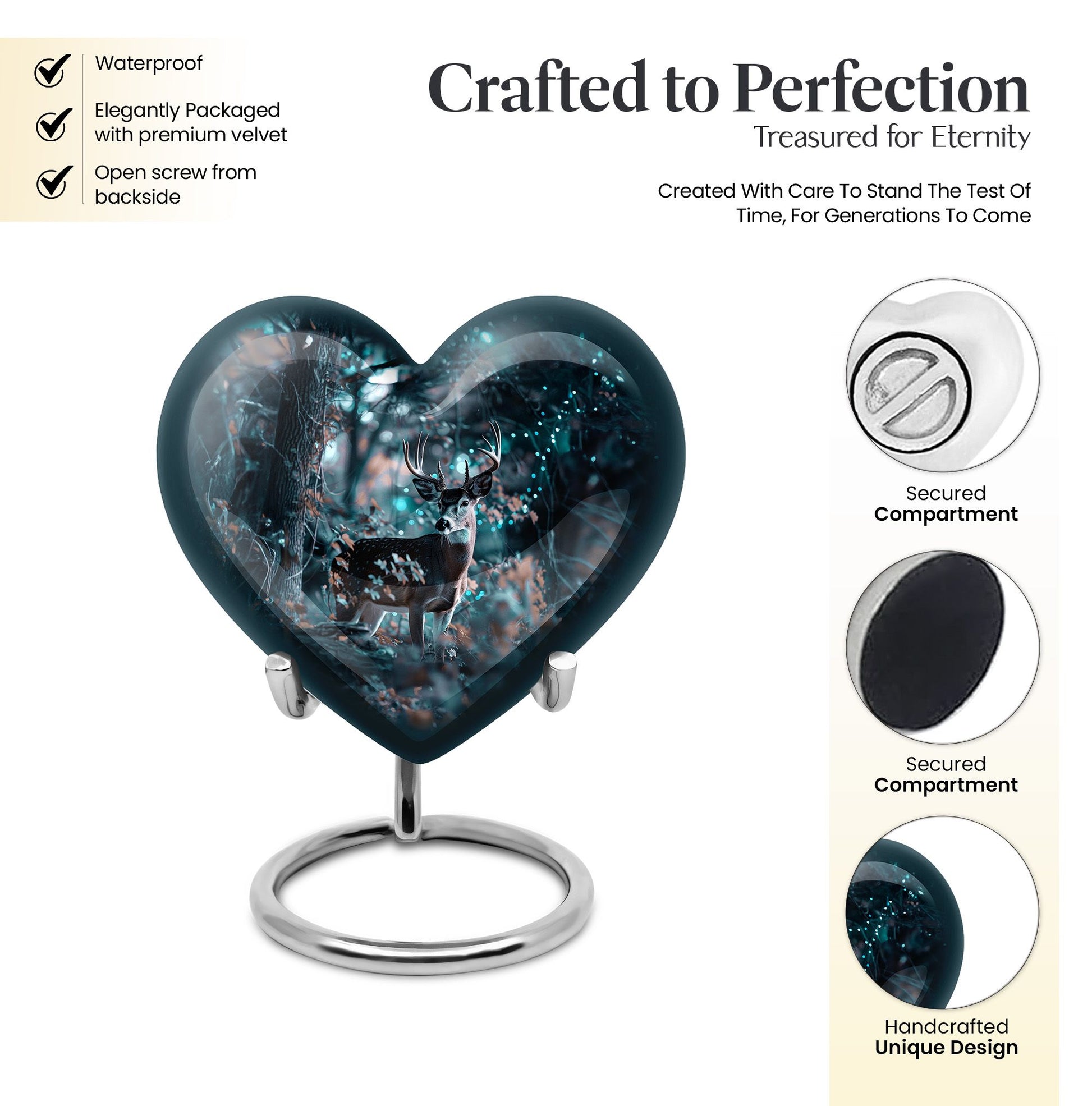 heart-shaped deer urn