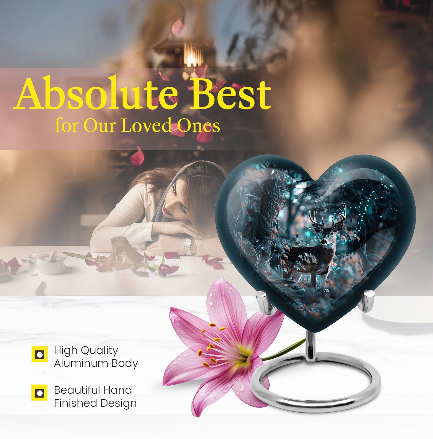 heart-shaped deer urn