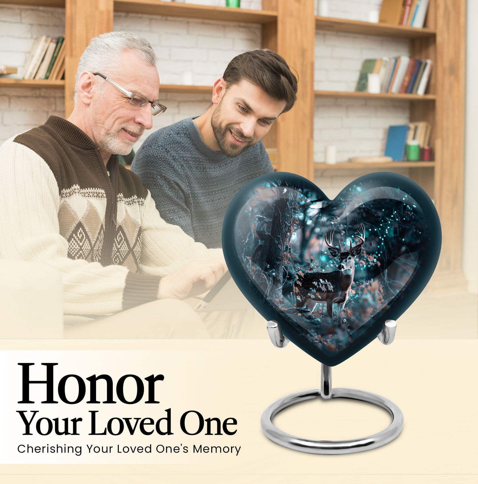 heart-shaped deer urn