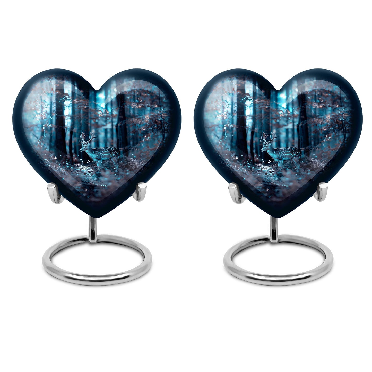 10-inch heart-shaped deer urn for adult female ashes, with gramophone theme