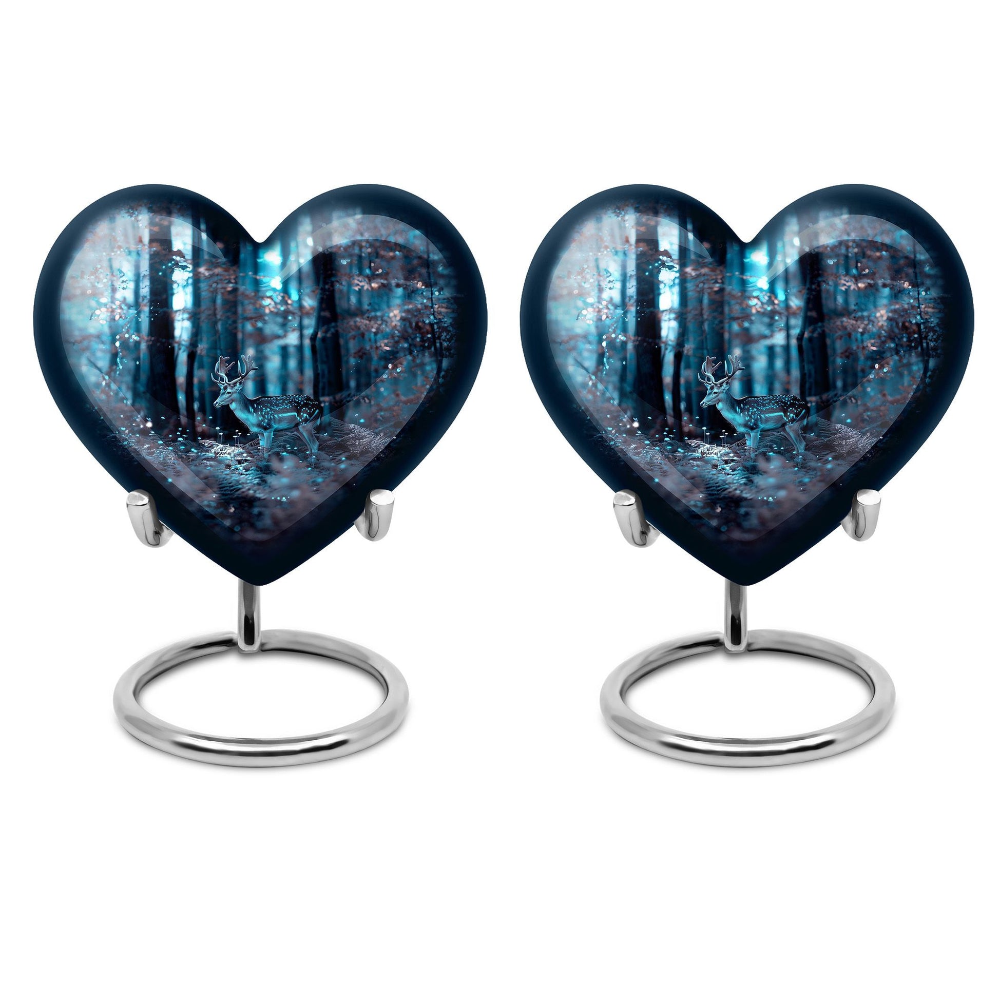 10-inch heart-shaped deer urn for adult female ashes, with gramophone theme