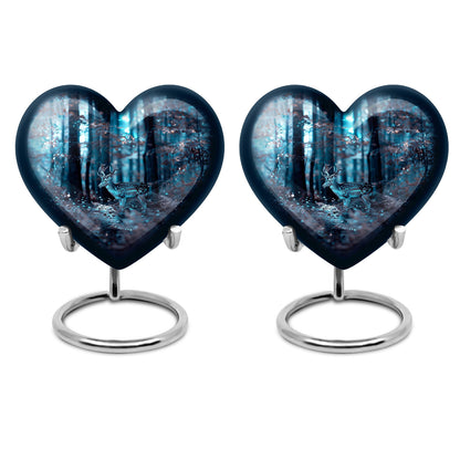 10-inch heart-shaped deer urn for adult female ashes, with gramophone theme