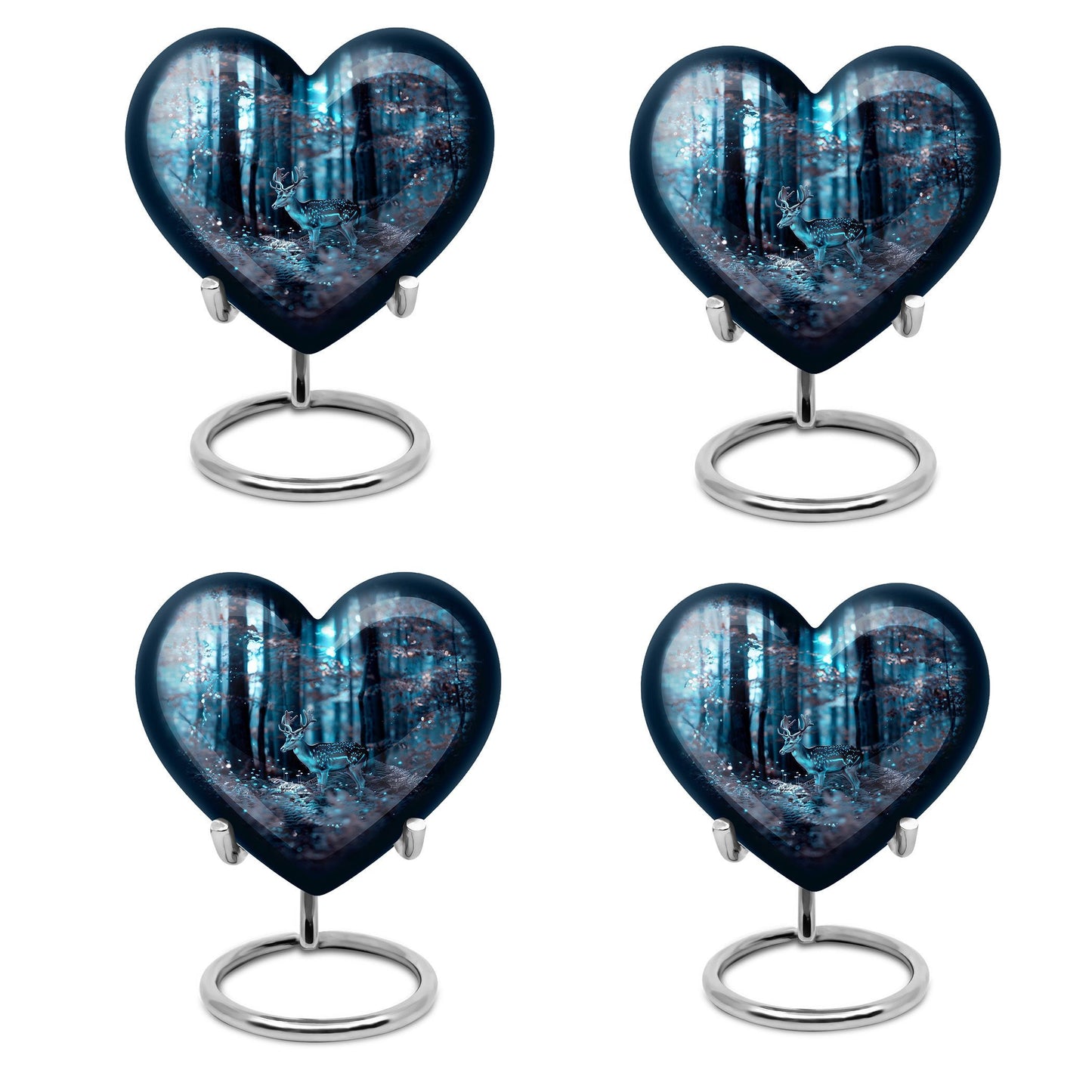 10-inch heart-shaped deer urn for adult female ashes, with gramophone theme