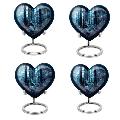 10-inch heart-shaped deer urn for adult female ashes, with gramophone theme