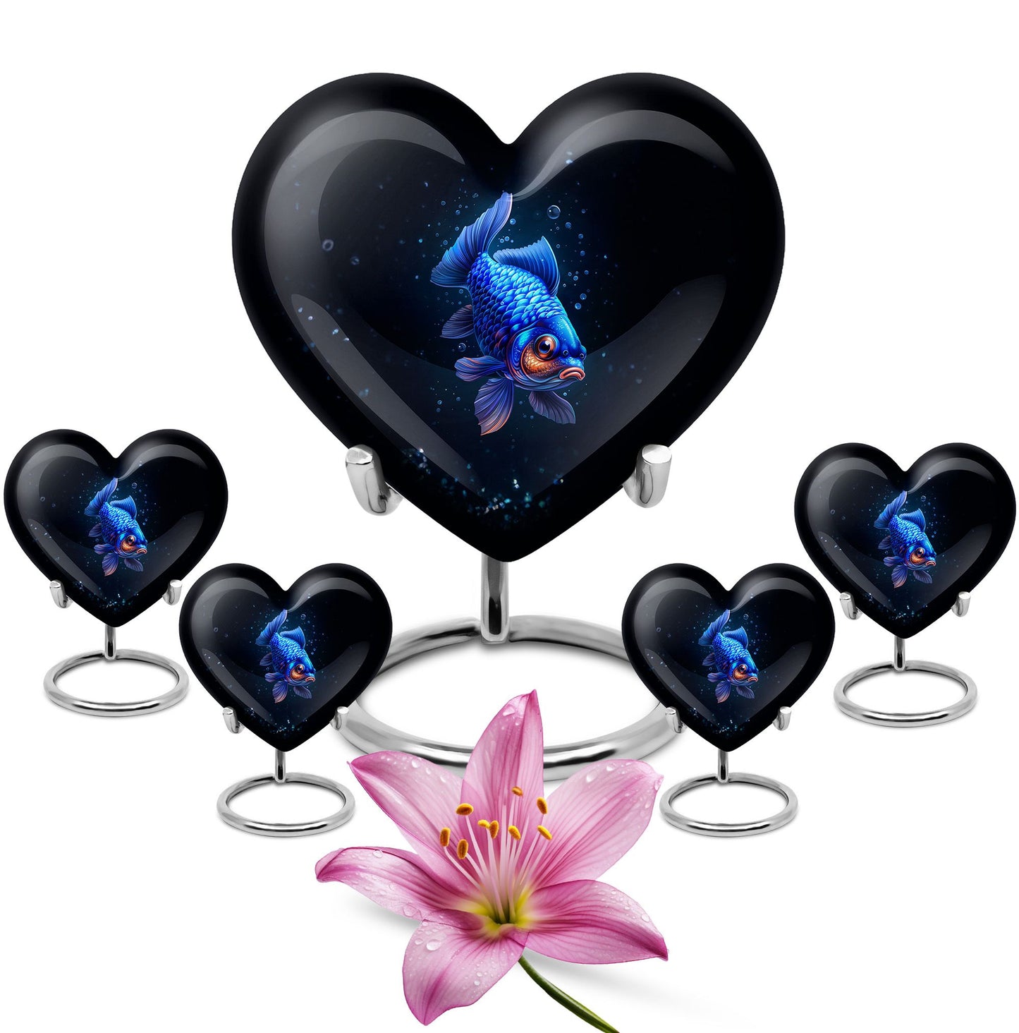 10-inch heart-shaped fish urn