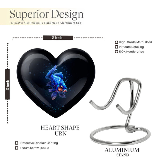 10-inch heart-shaped fish urn