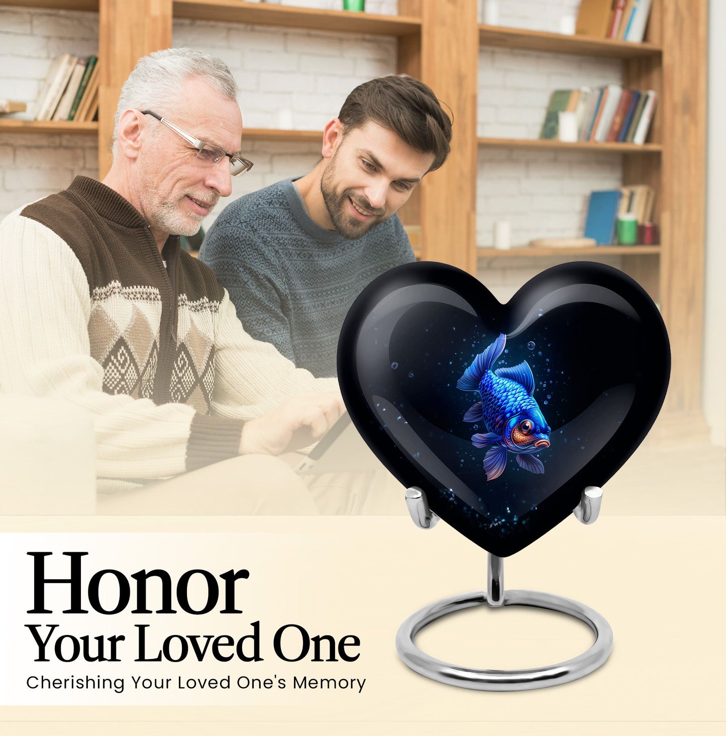 10-inch heart-shaped fish urn