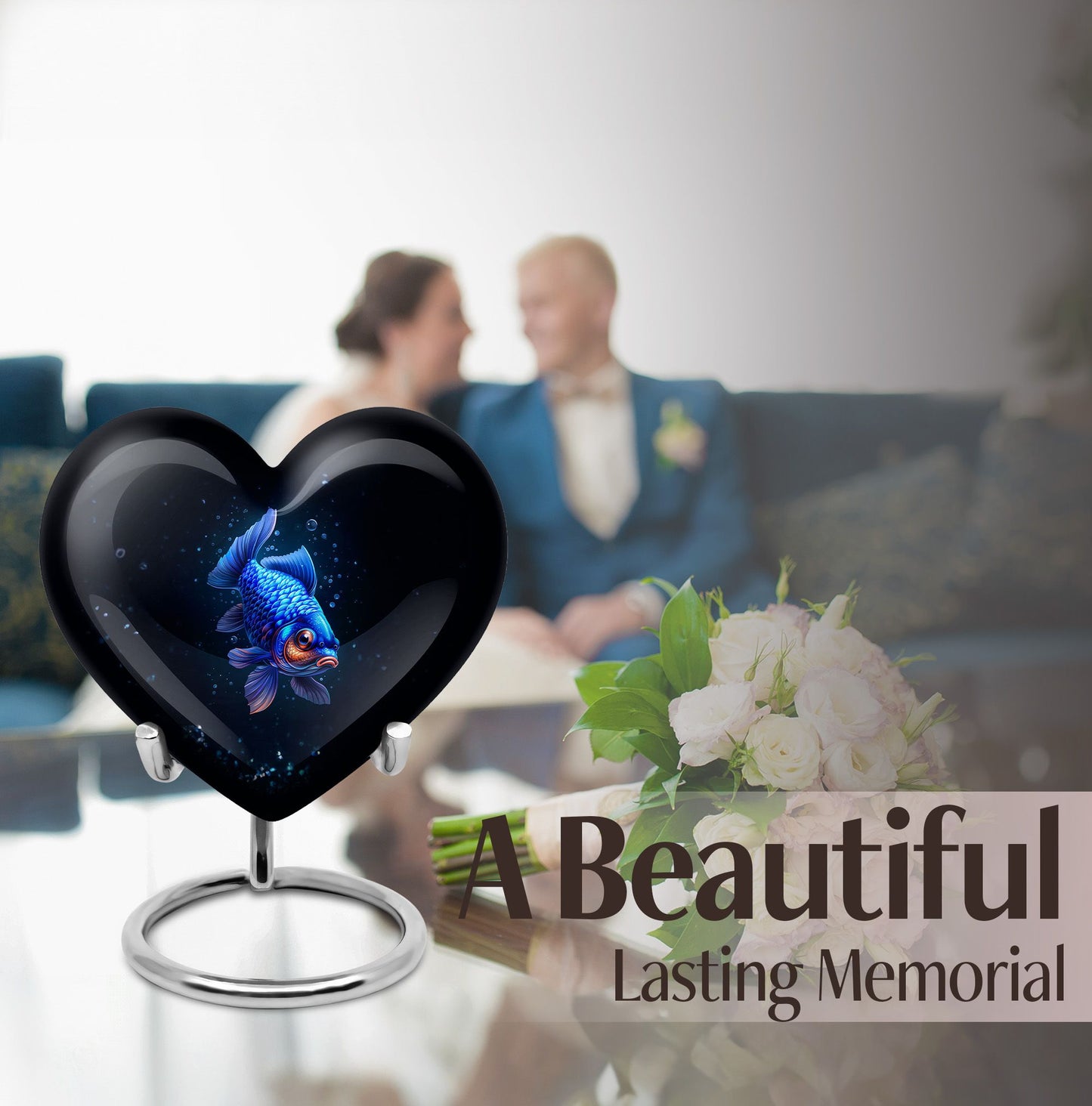 10-inch heart-shaped fish urn