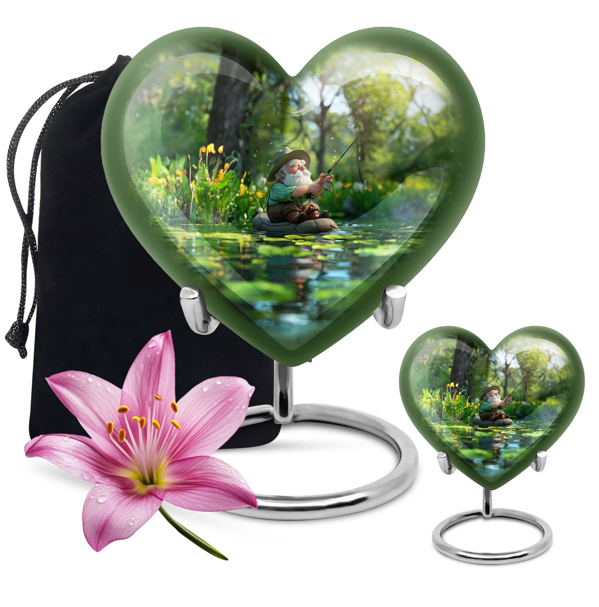 Fishing Theme Large Urn With 1 Keepsake Urn