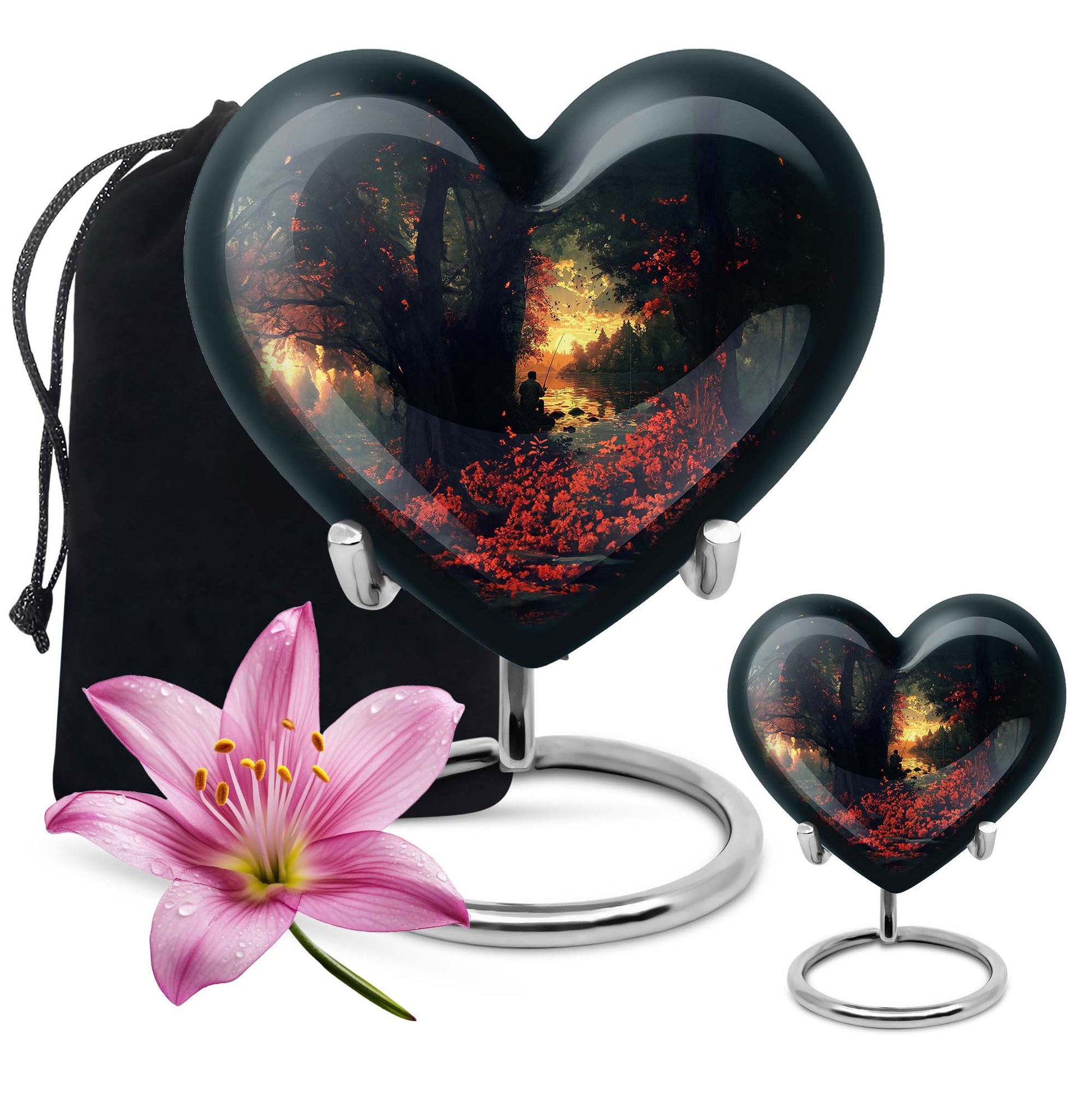 Fishing Theme Large Urn With 1 Keepsake Urn