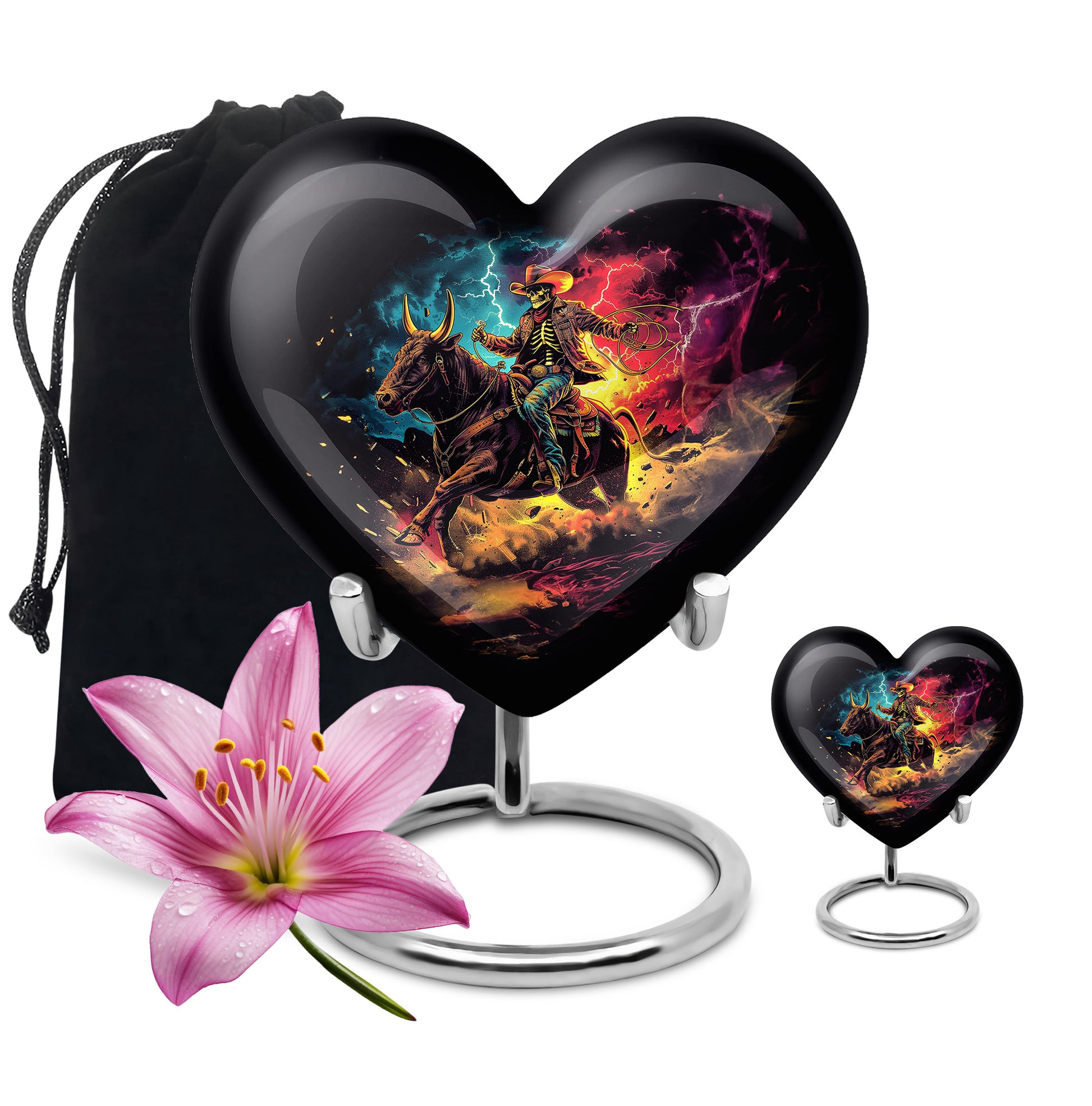 Skeletal Cowboy Cremation Container For Human Remains - Infernal Cowboy Urn