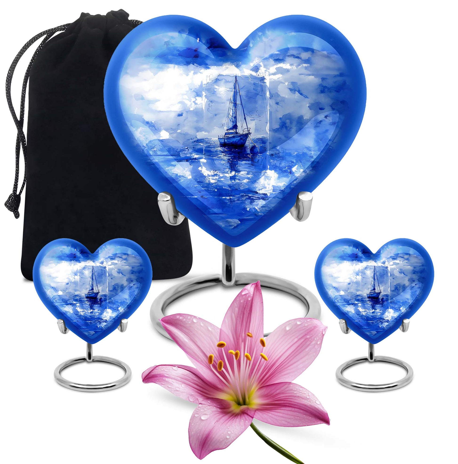 Cowboy Theme Large Urn With 2 Keepsake Urn