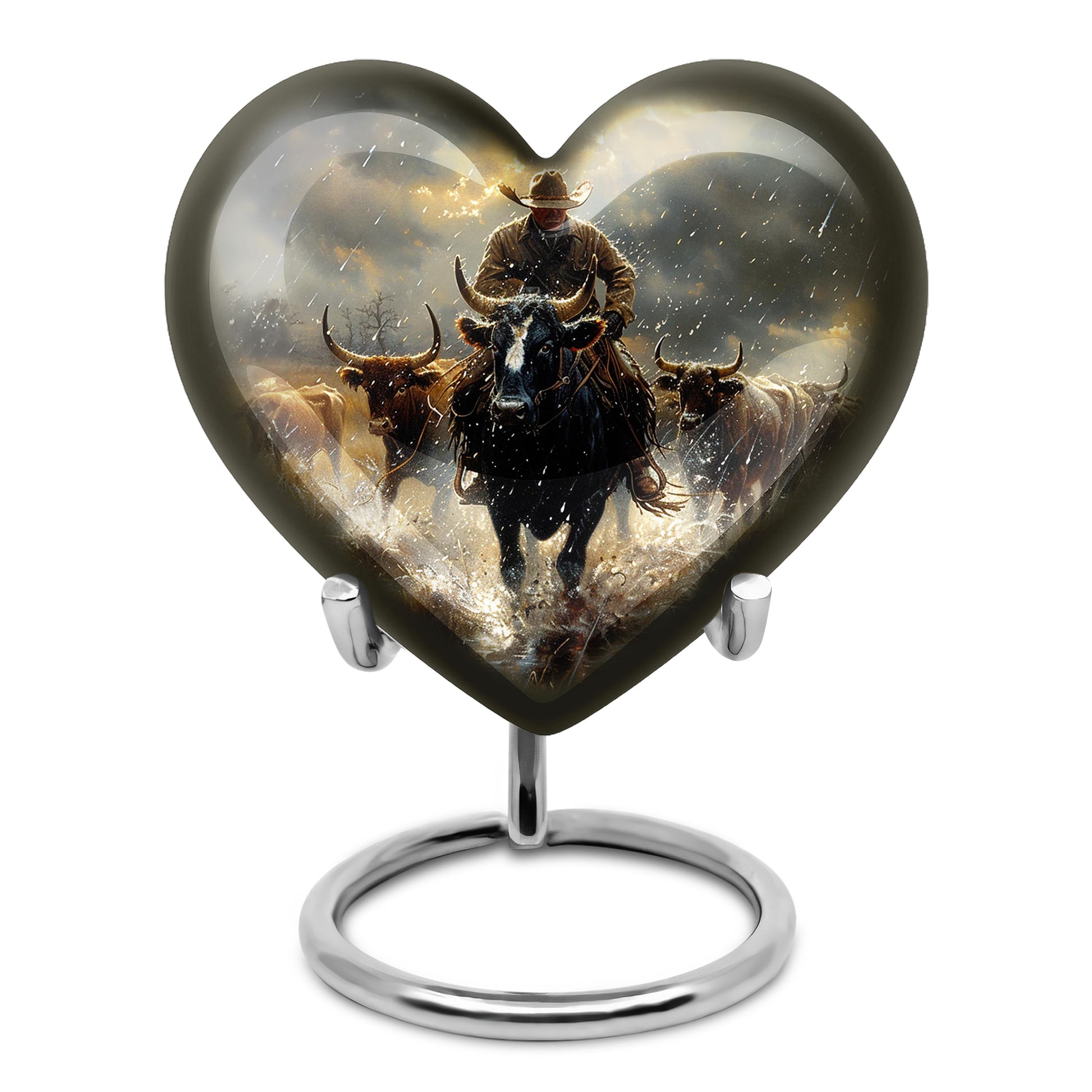 Cowboy Journey Cremation Ashes Urn - Cattle Drive Memorial Ashes Urn