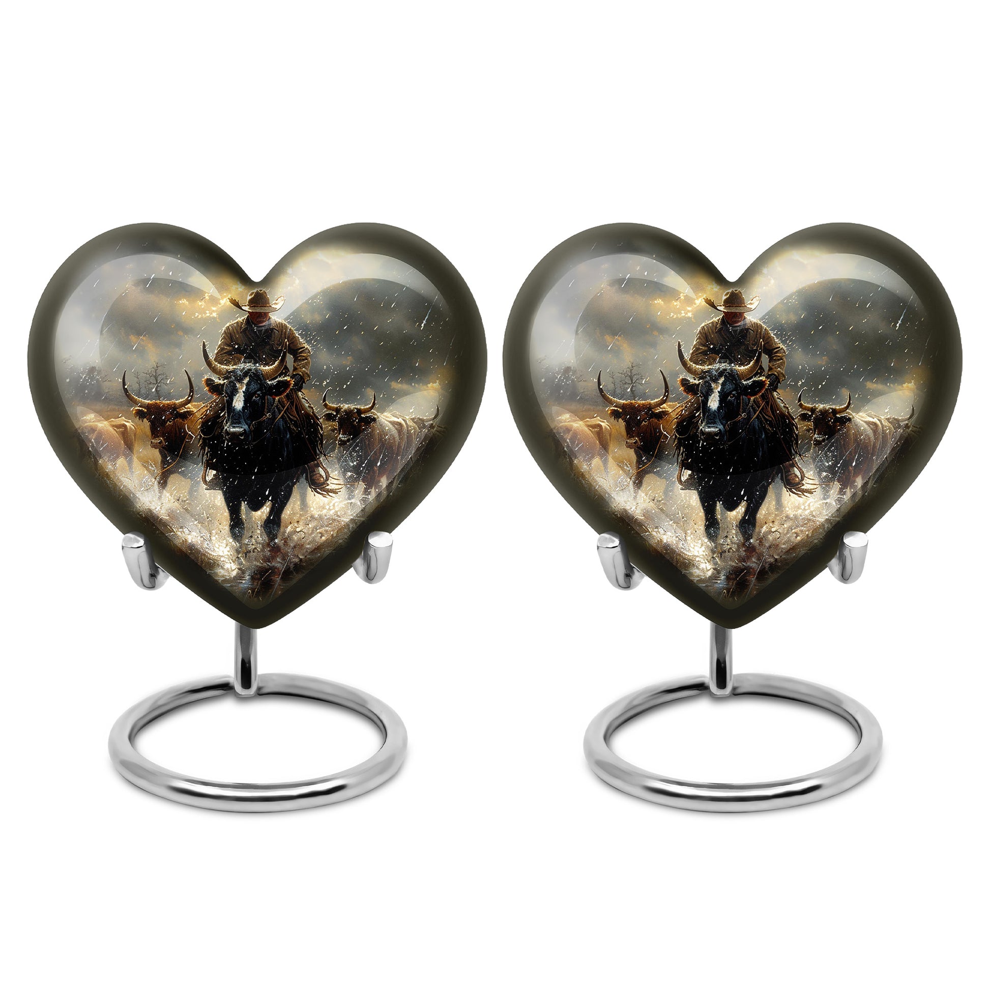 Cowboy Journey Cremation Ashes Urn - Cattle Drive Memorial Ashes Urn