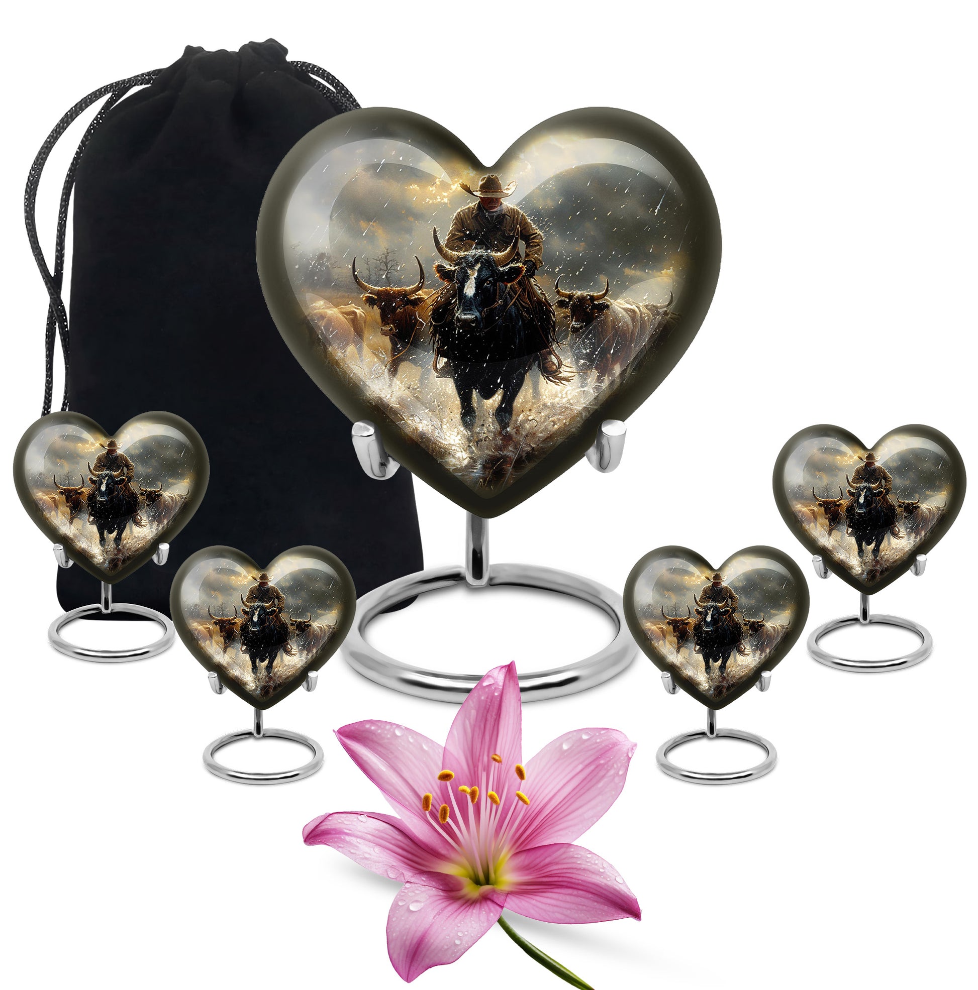 Cowboy Journey Cremation Ashes Urn - Cattle Drive Memorial Ashes Urn