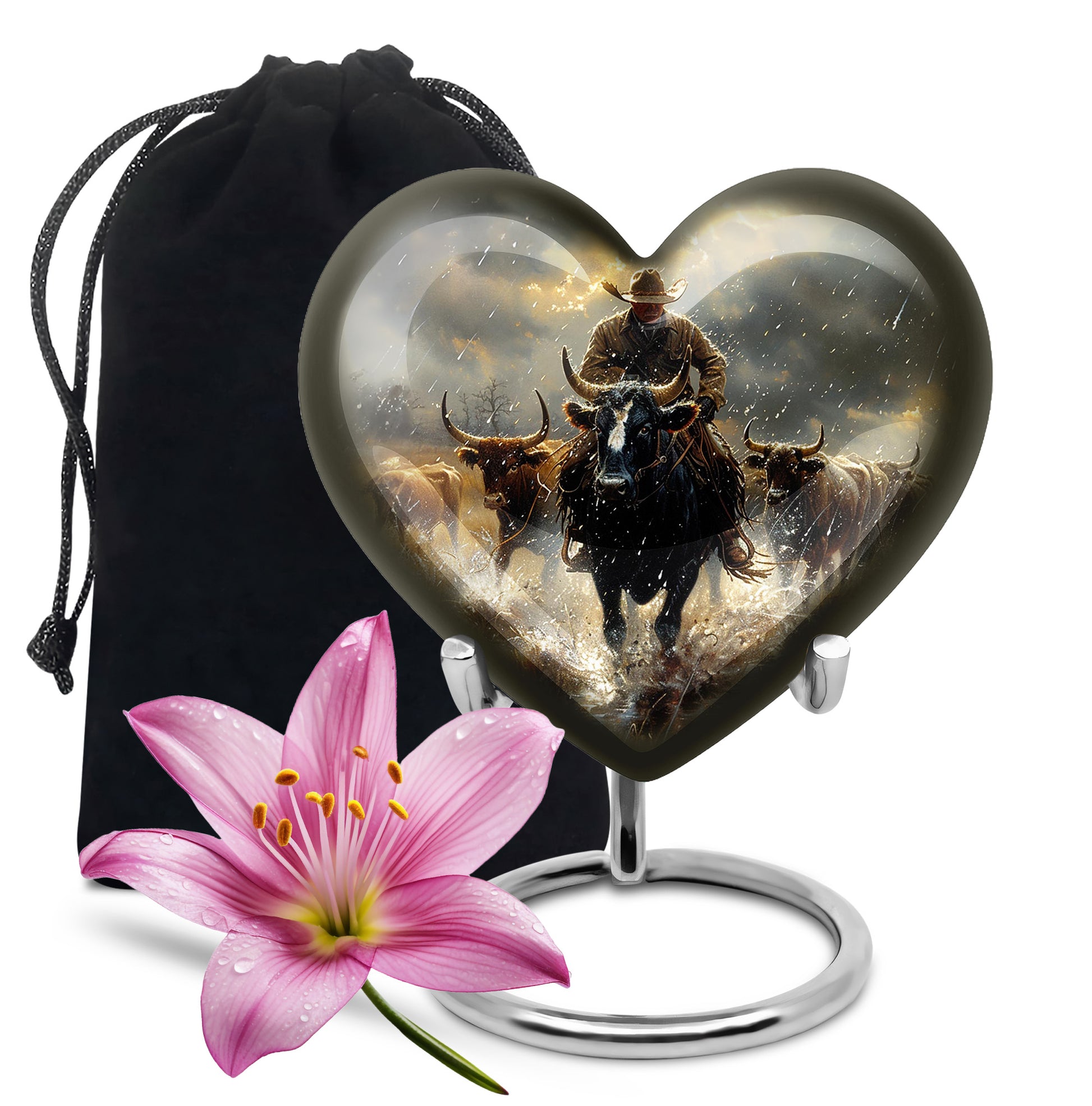 Cowboy Journey Cremation Ashes Urn - Cattle Drive Memorial Ashes Urn