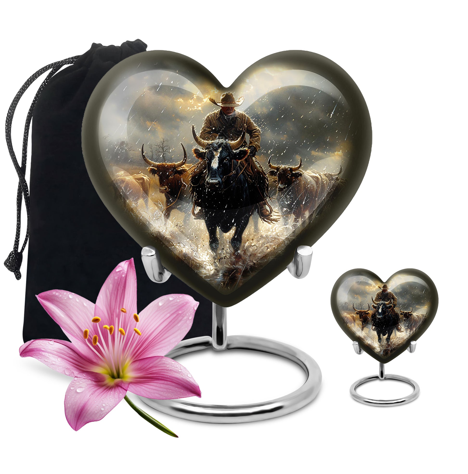 Cowboy Journey Cremation Ashes Urn - Cattle Drive Memorial Ashes Urn