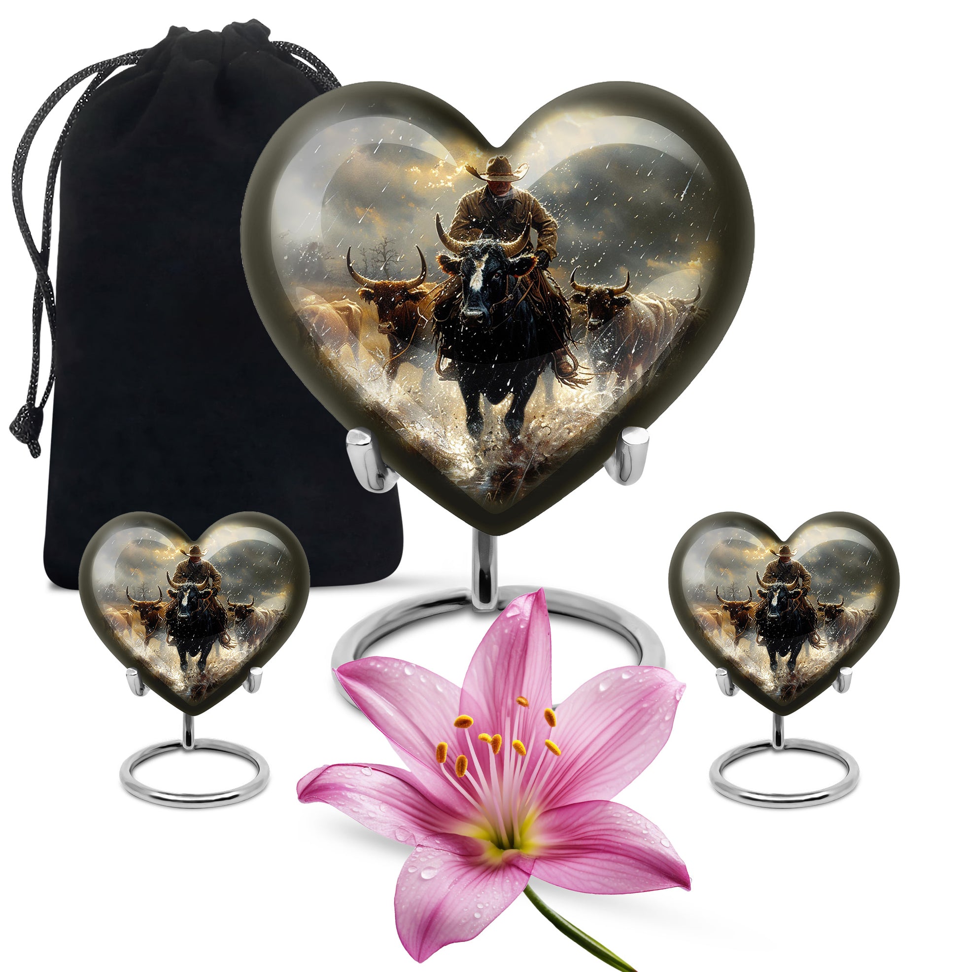 Cowboy Journey Cremation Ashes Urn - Cattle Drive Memorial Ashes Urn