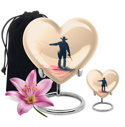 Cowboy Theme Large Urn With 1 Keepsake Urn