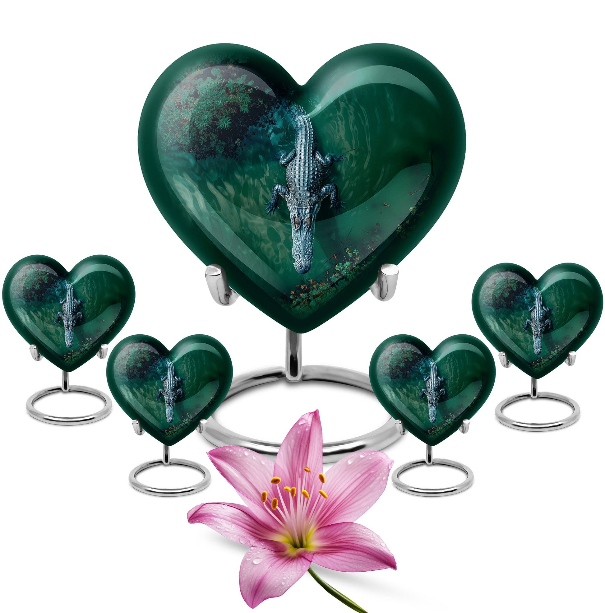 Alligator Theme Large Urn With 4 Keepsake Urn